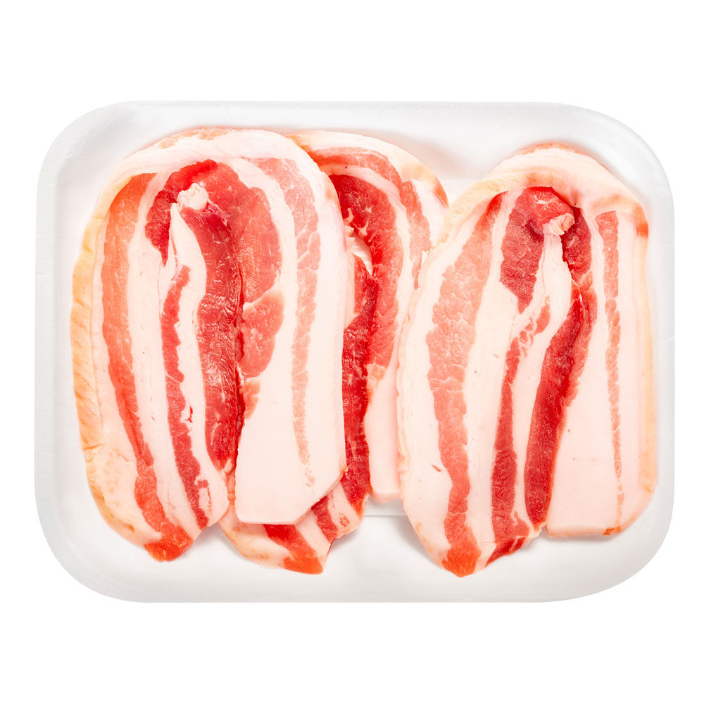 Pancetta di suino con cotenna a fette