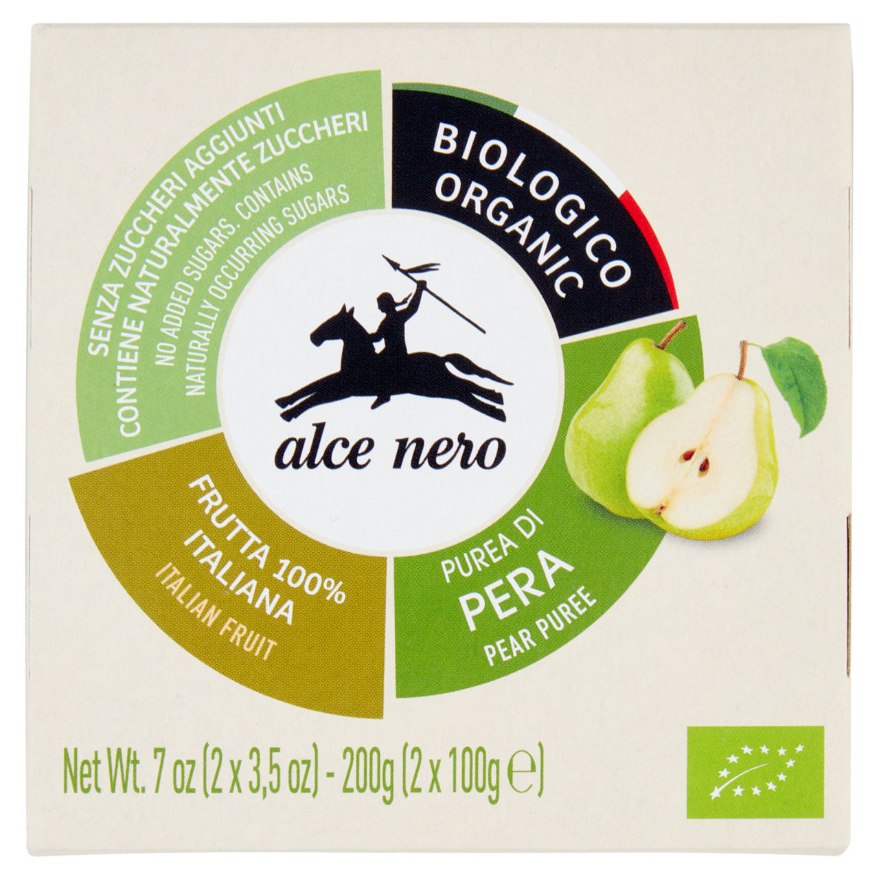 Purea di pera biologica 100% frutta  alce nero g 100x2 - Immagine 01