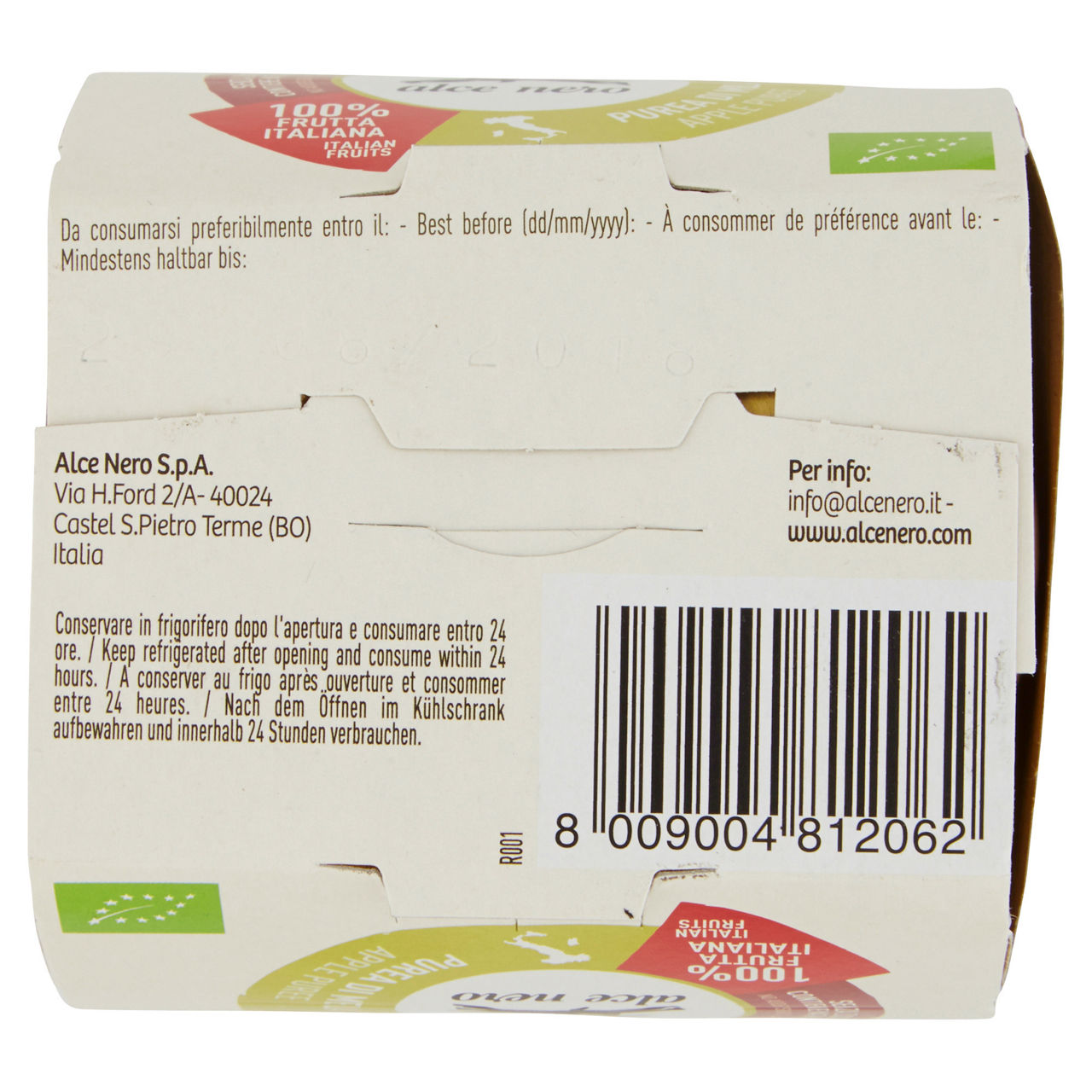 Purea di mela biologica 100% frutta  alce nero g 100x2 - Immagine 11
