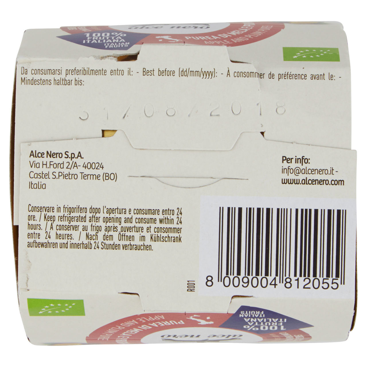 Purea di mela e prugna biologica 100% frutta  alce nero g 100x2 - Immagine 11