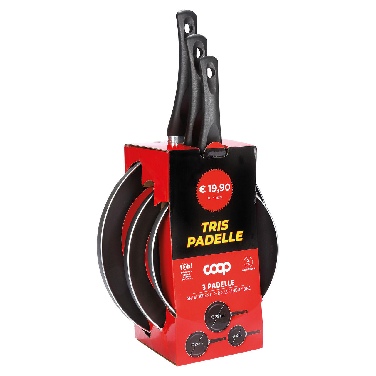 Padelle antiaderenti per gas e induzione 20 cm 24 cm 28 cm 3 pz - Immagine 11