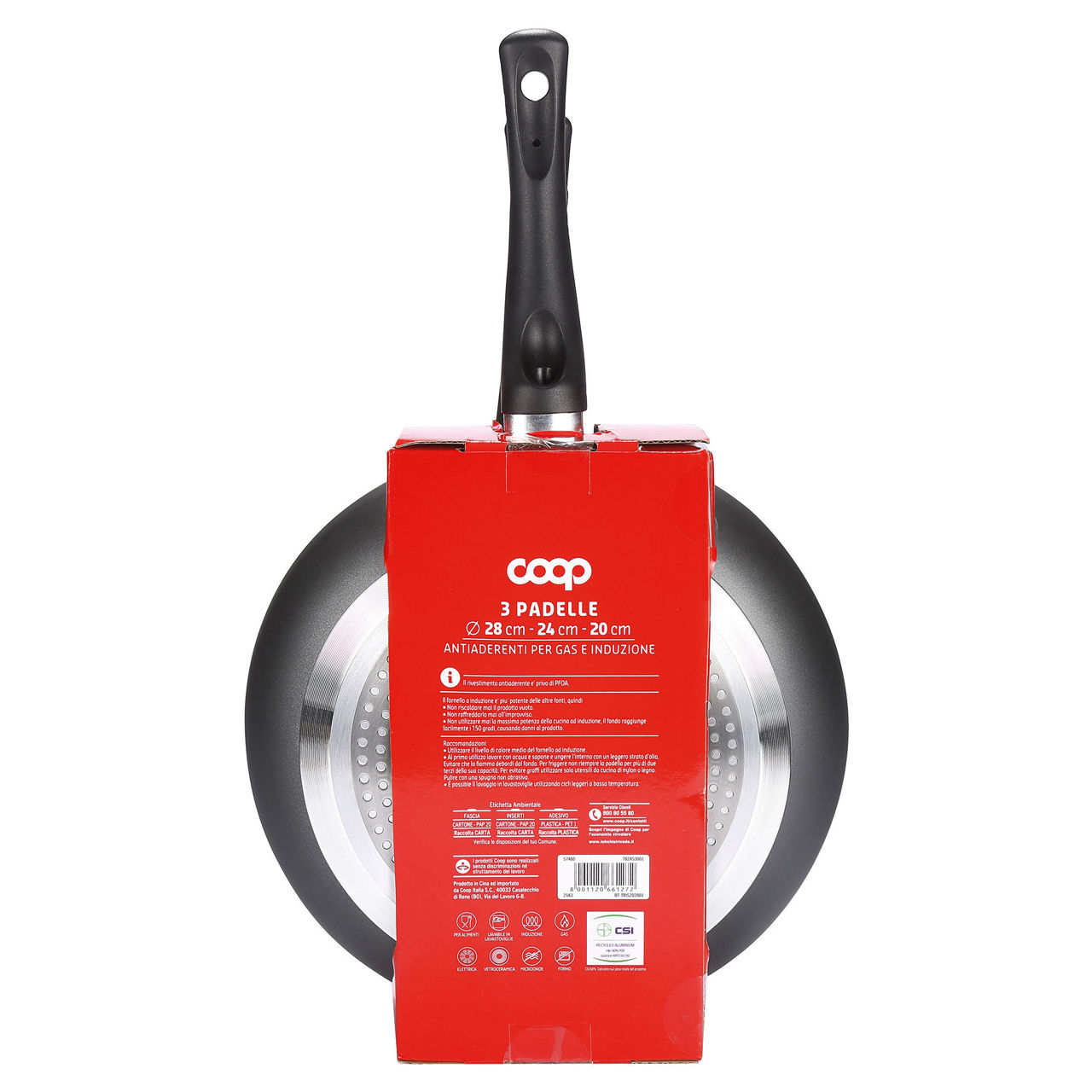 Padelle antiaderenti per gas e induzione 20 cm 24 cm 28 cm 3 pz - Immagine 21