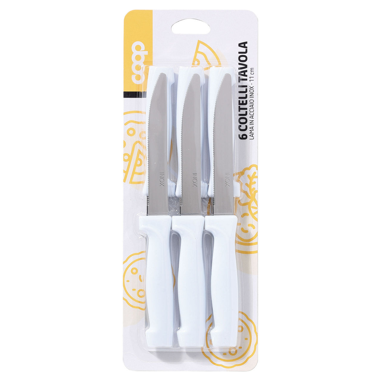 Confezione coltelli da tavola bianco 6 pz