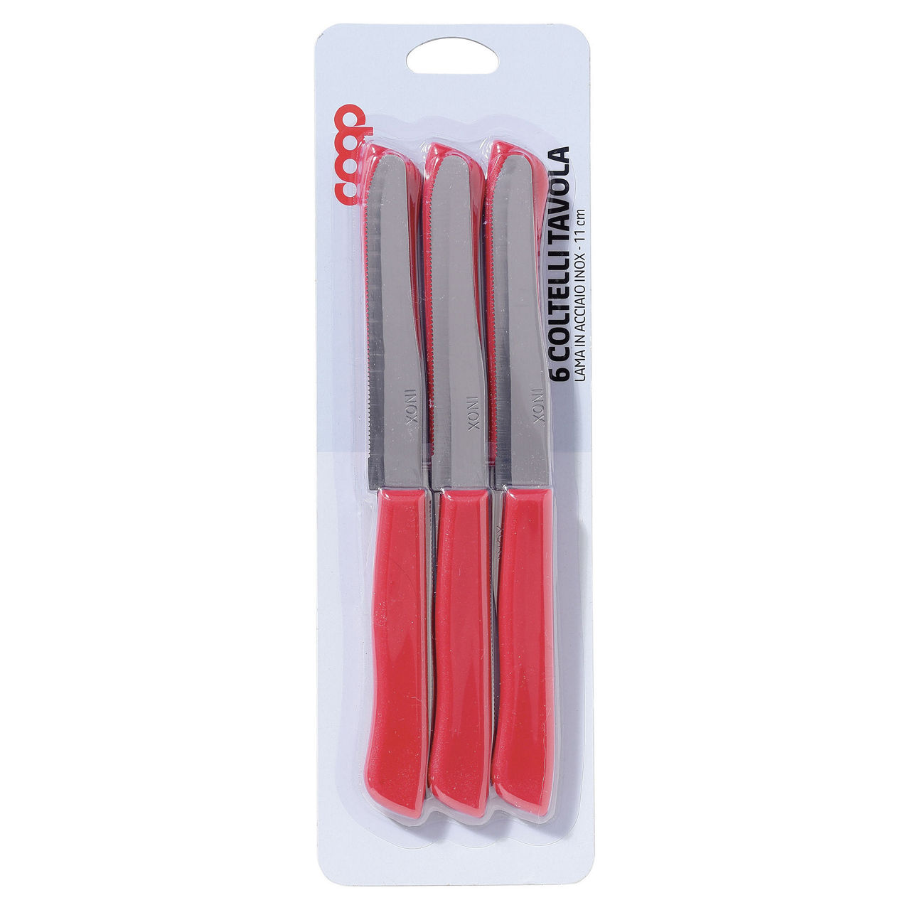 Confezione coltelli da tavola rosso 6 pz