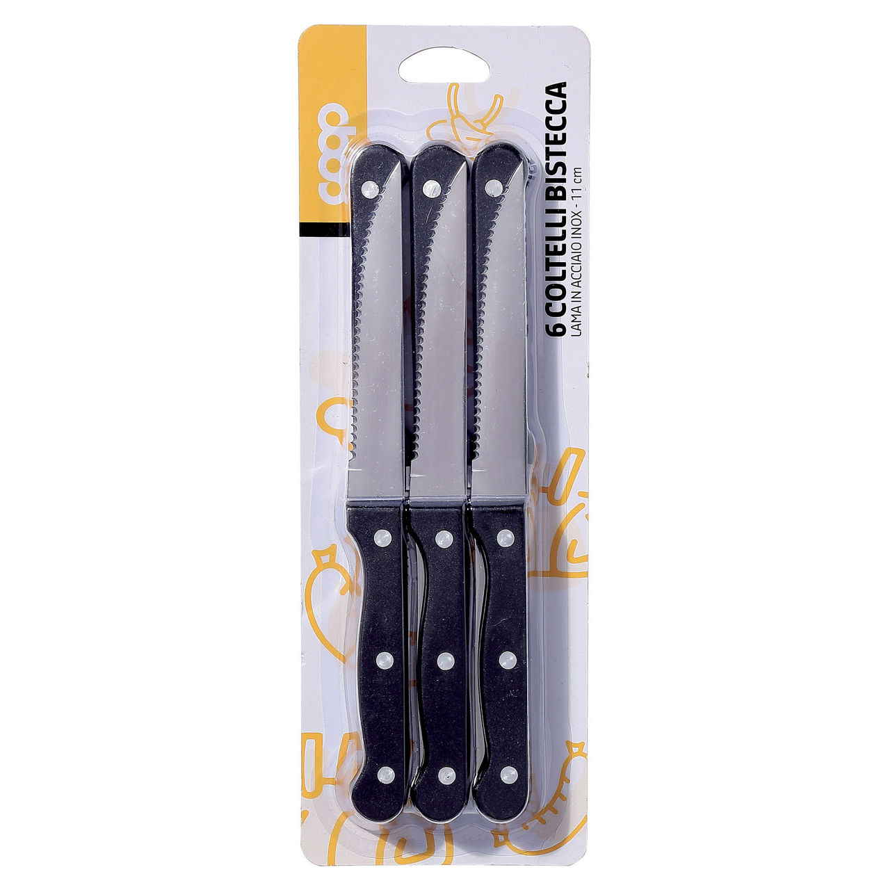 Confezione coltelli per bistecca lama in acciaio 6 pz
