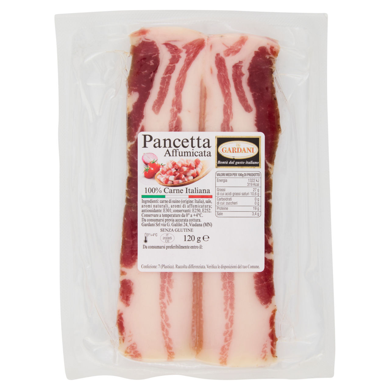Pancetta affumicata a fette 120 gr