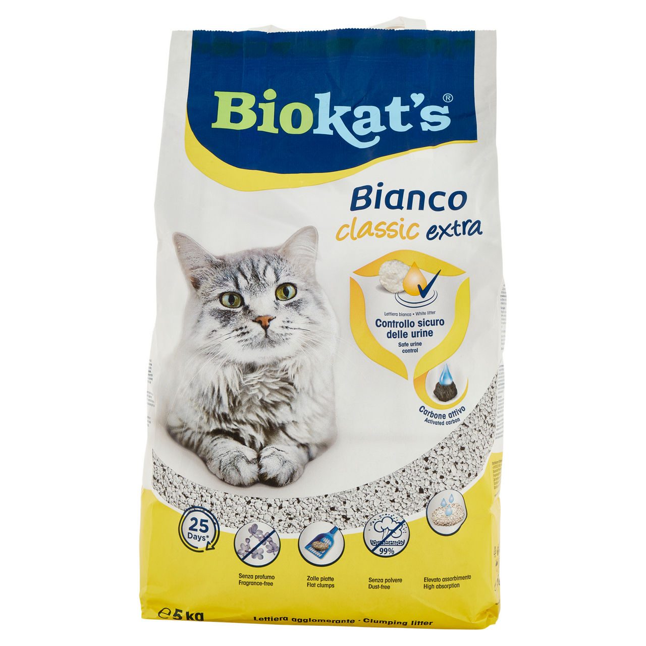 Lettiera di bentonite bianca con carbone attivo 5kg - Immagine 01