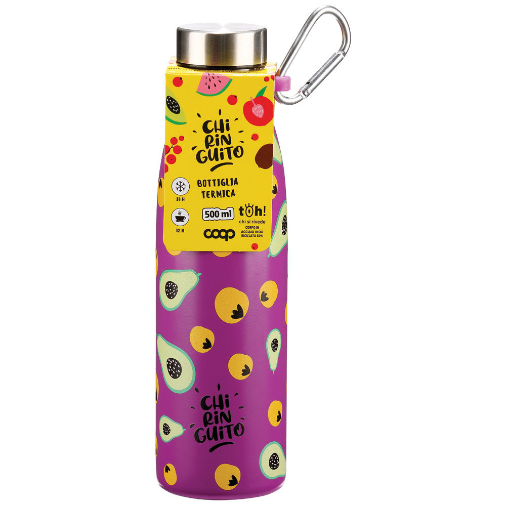 Bottiglia termica in acciaio inox colore viola 500 ml