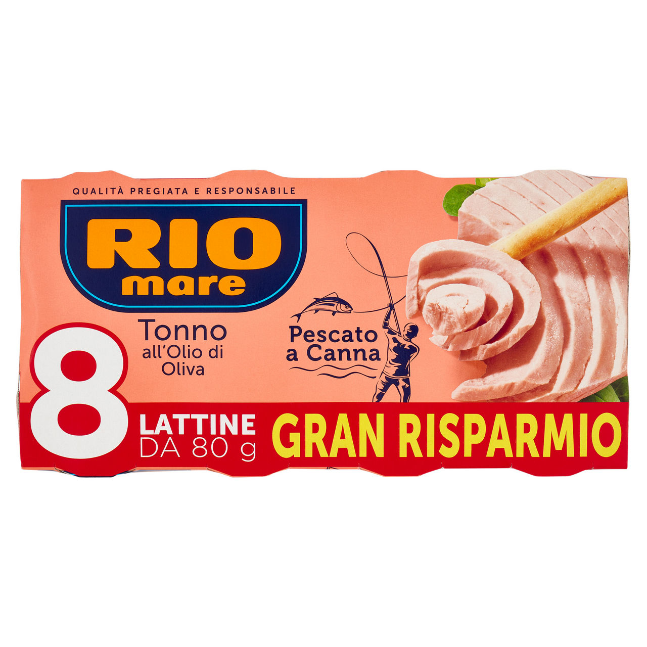 Tonno all'olio di oliva pescato a canna 8 pz x 80 gr