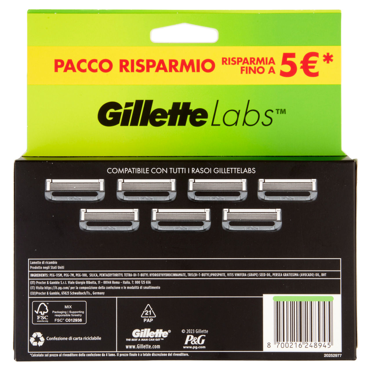 Lame di ricambio per rasoi Gillette Labs 7 pz - Immagine 51