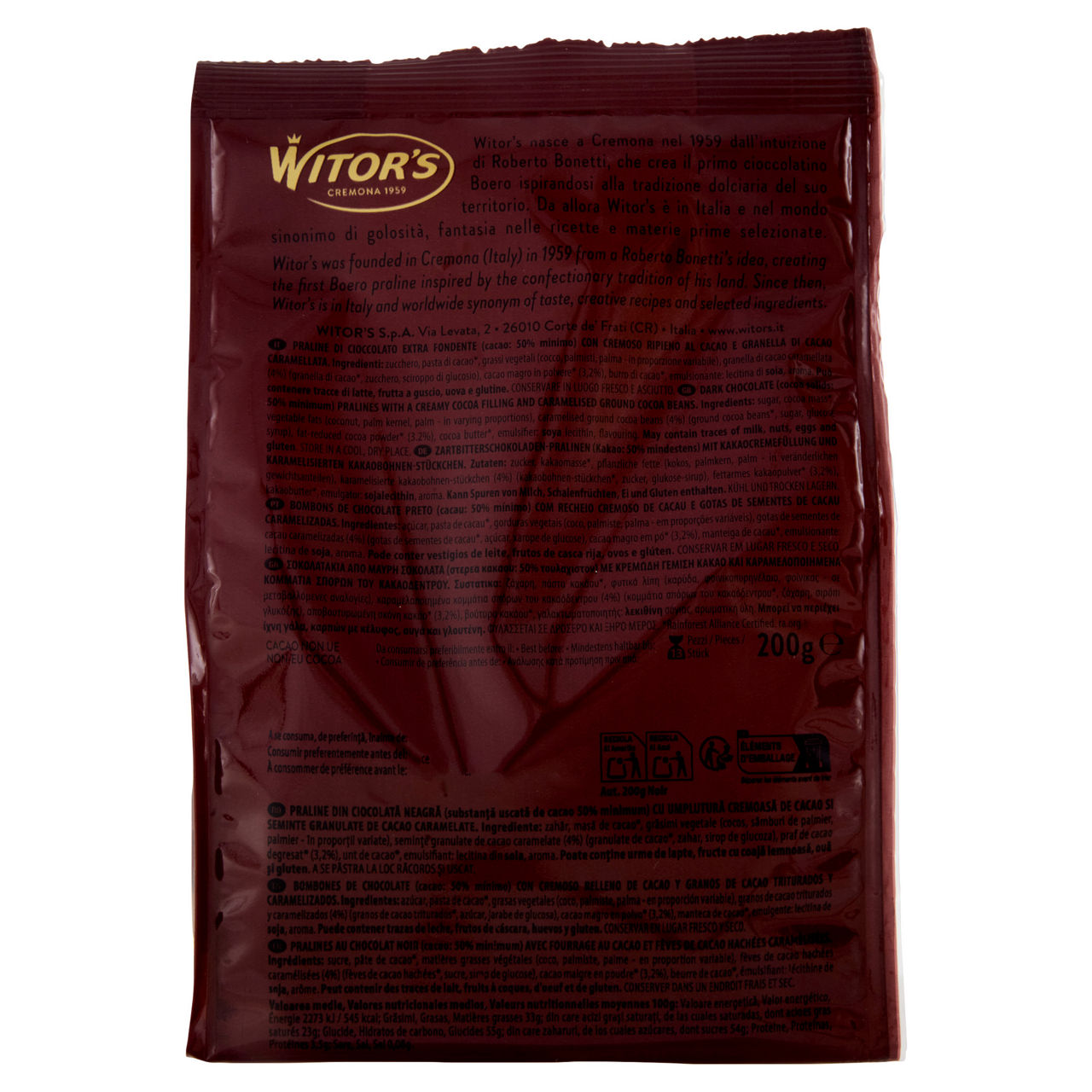 Cioccolatini extra fondenti con cremoso ripieno al cacao e granella di cacao caramellato 200 gr - Immagine 11