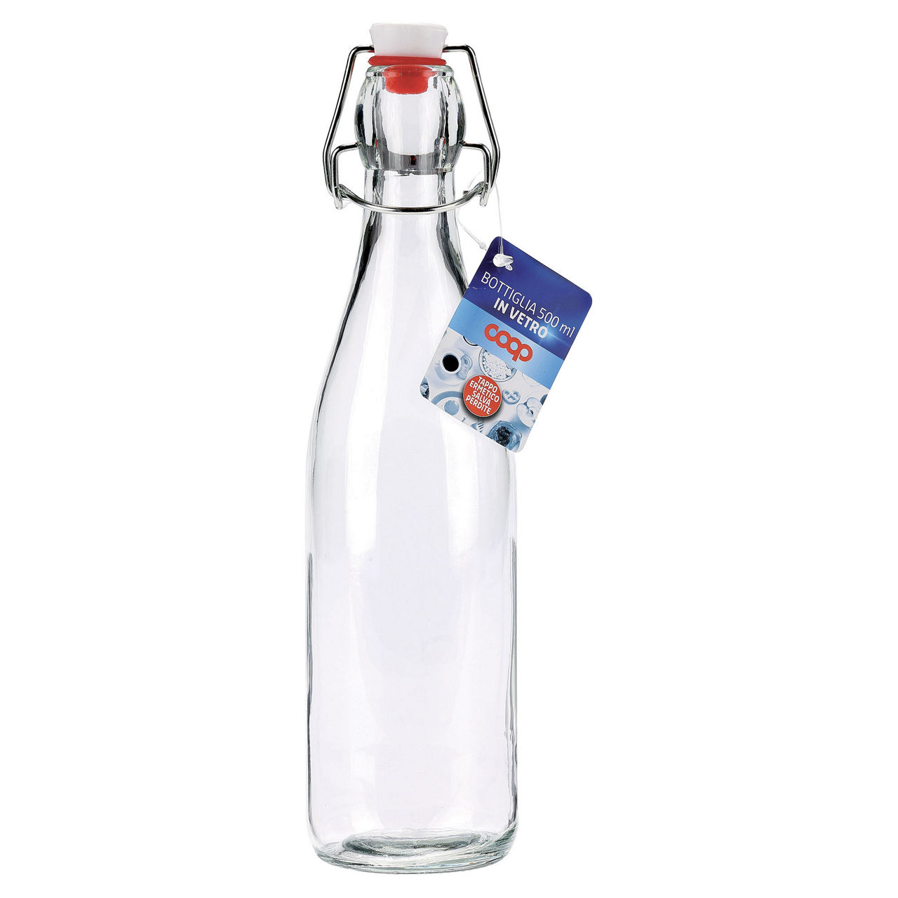 Bottiglia in vetro trasparente con tappo richiudibile 500 ml - Immagine 01