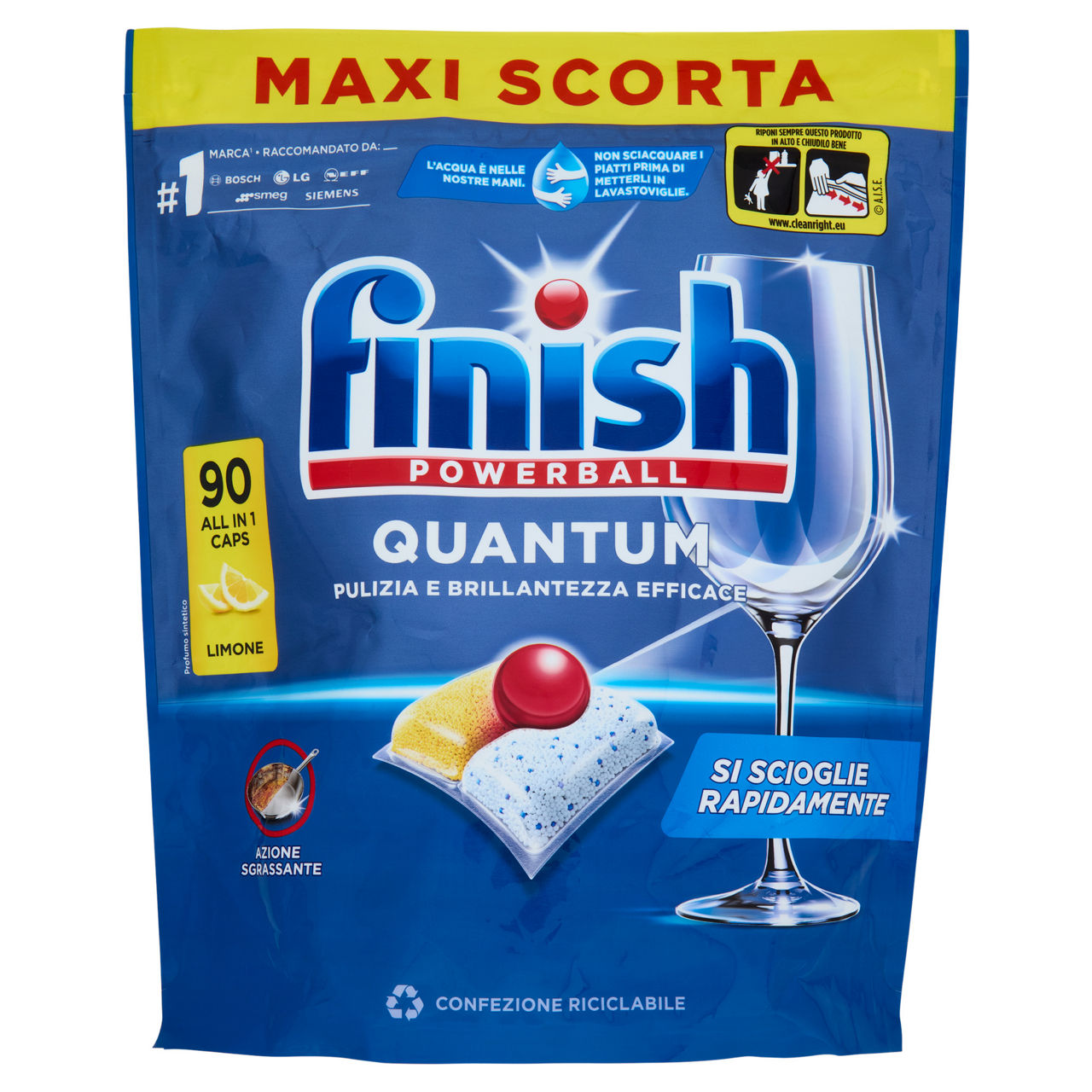 Detersivo lavastoviglie finsh powerball quantum lemon 90caps - Immagine 01