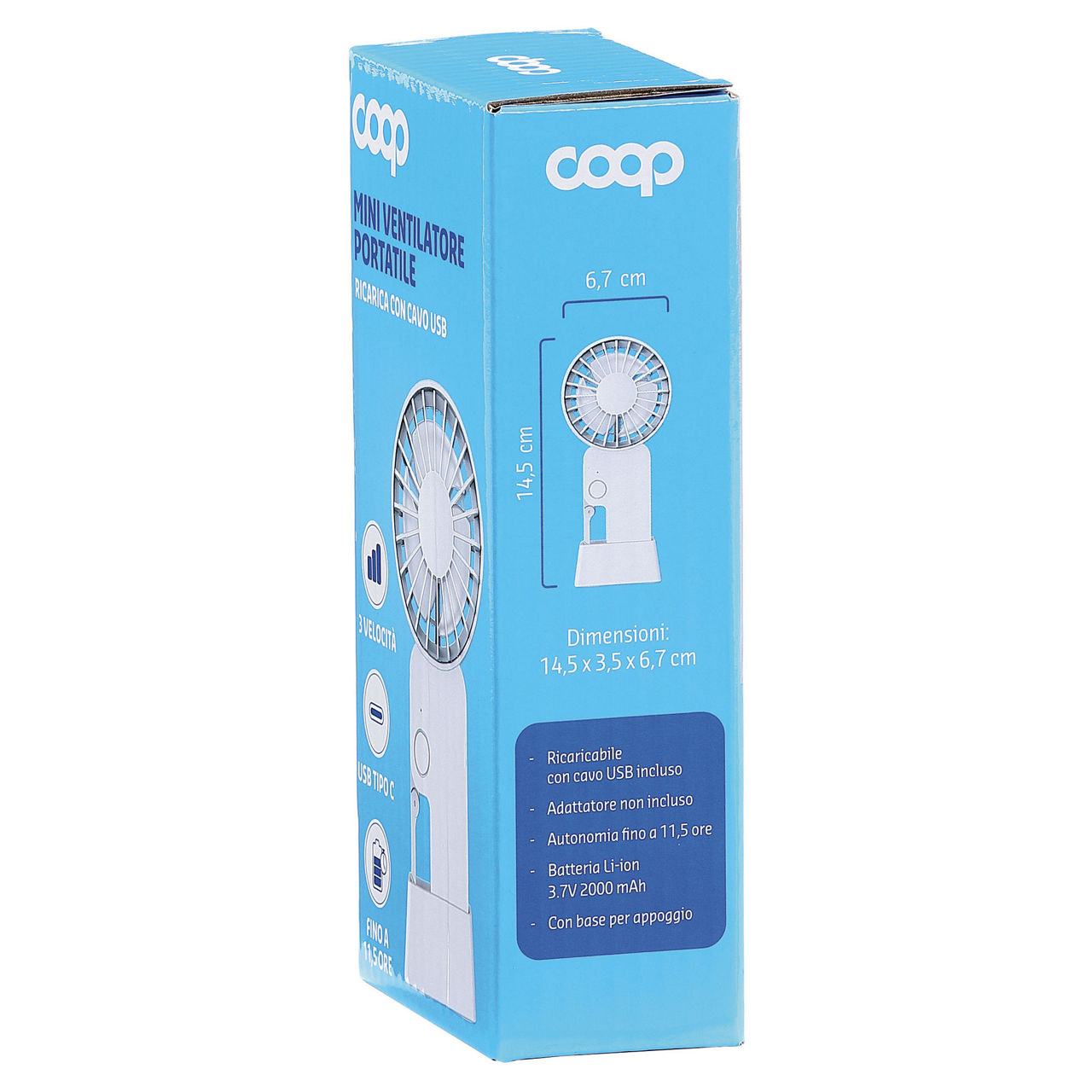 Mini ventilatore portatile con ricarica con cavo USB - Immagine 41