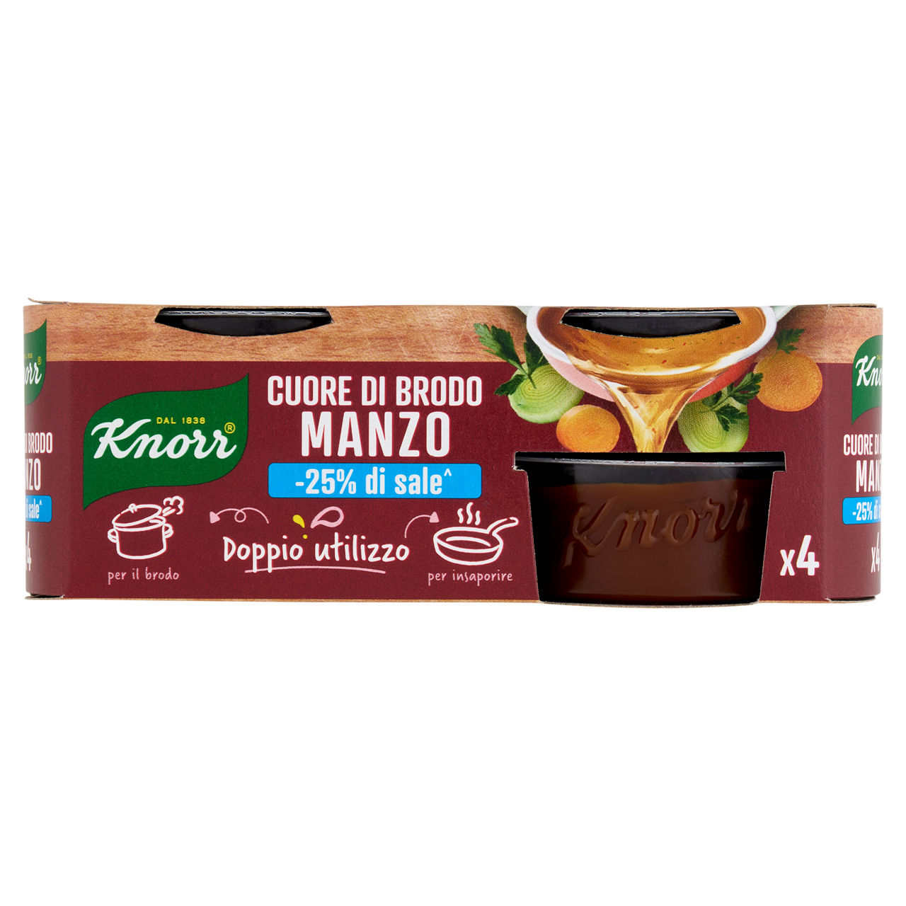 Cuore di brodo manzo a basso contenuto di sale 4 pz x 28 gr 