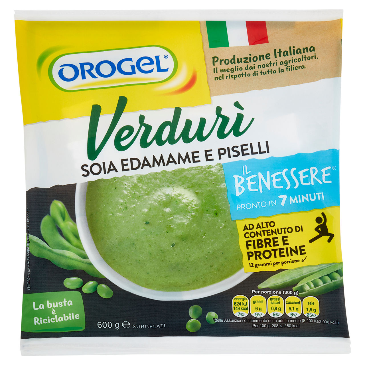 Passato di verdure verdurì di soia edamame e piselli surgelato 600 gr - Immagine 01