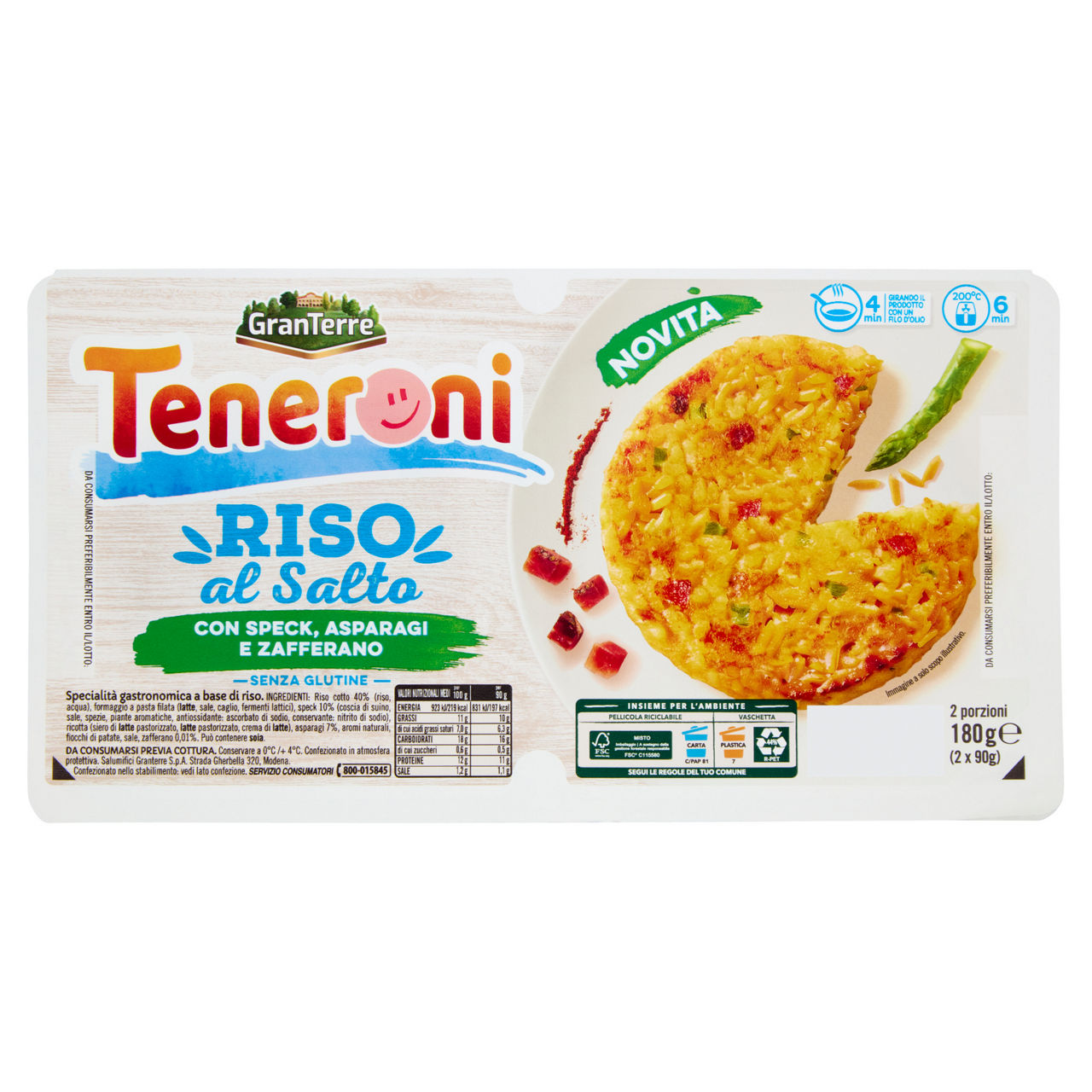 Riso al salto con speck asparagi zafferano 2 pz 180 gr
