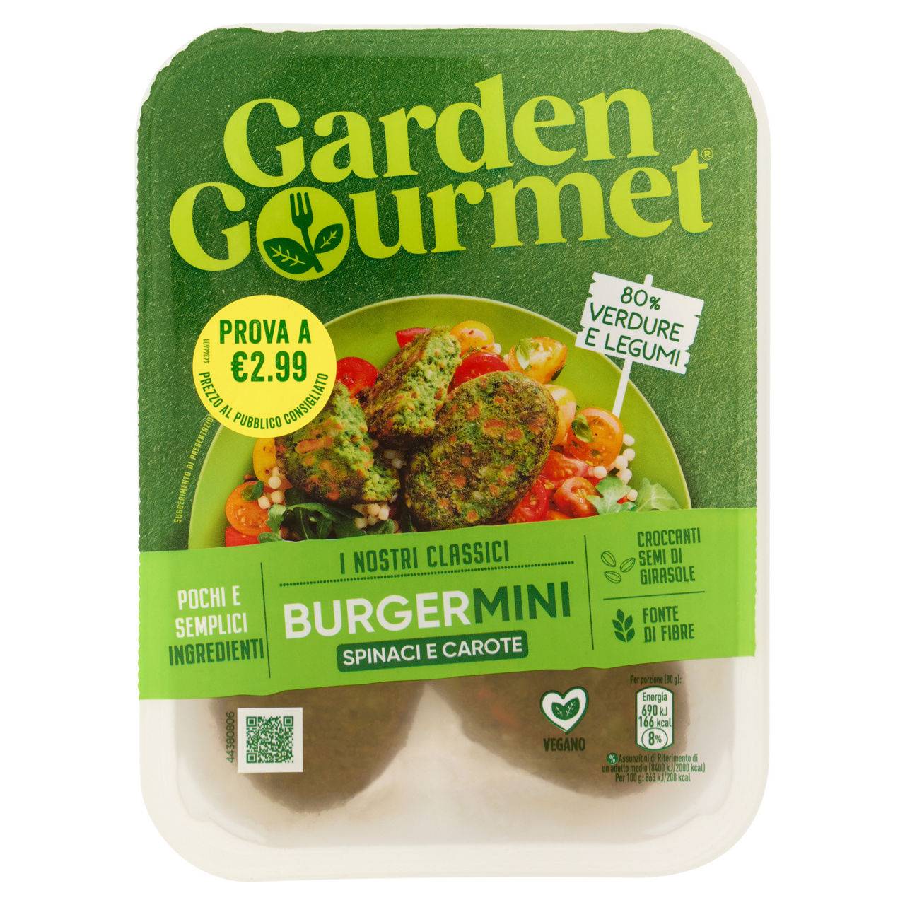 Mini burger di spinaci e carote 160 gr