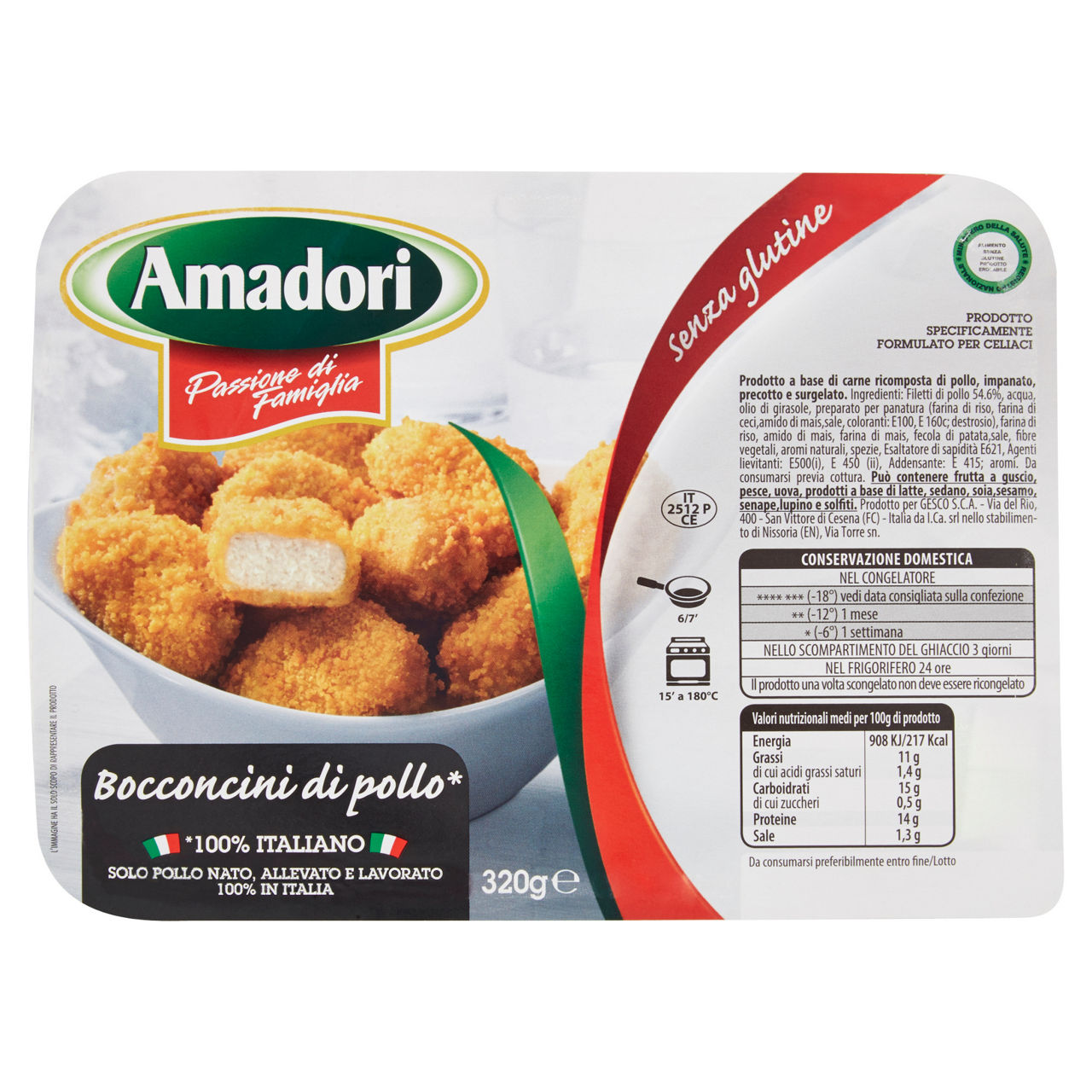 Bocconcini di pollo surgelati 320 gr