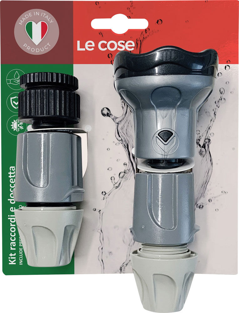 Kit raccordi rapidi 1/2"  e doccetta 6 funzioni. include la presa a rubinetto