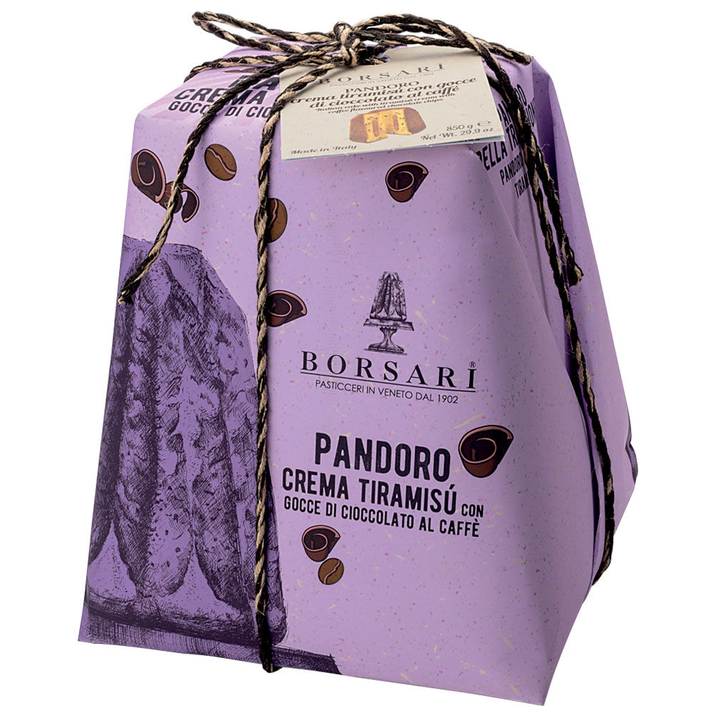 Pandoro con gocce di cioccolato al caffè e crema tiramisù 850 gr