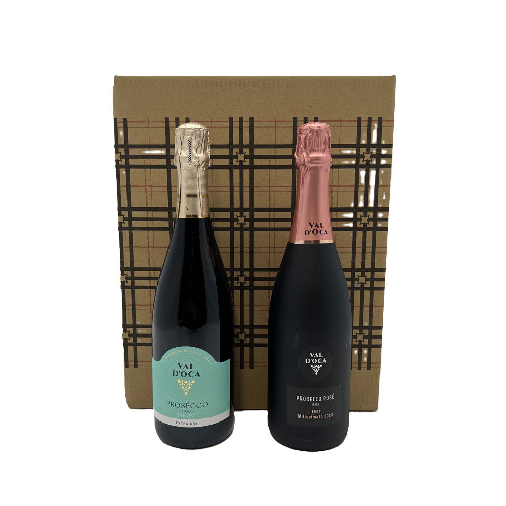 Confezione regalo Val D'Oca Prosecco DOC e Prosecco Rosè DOC