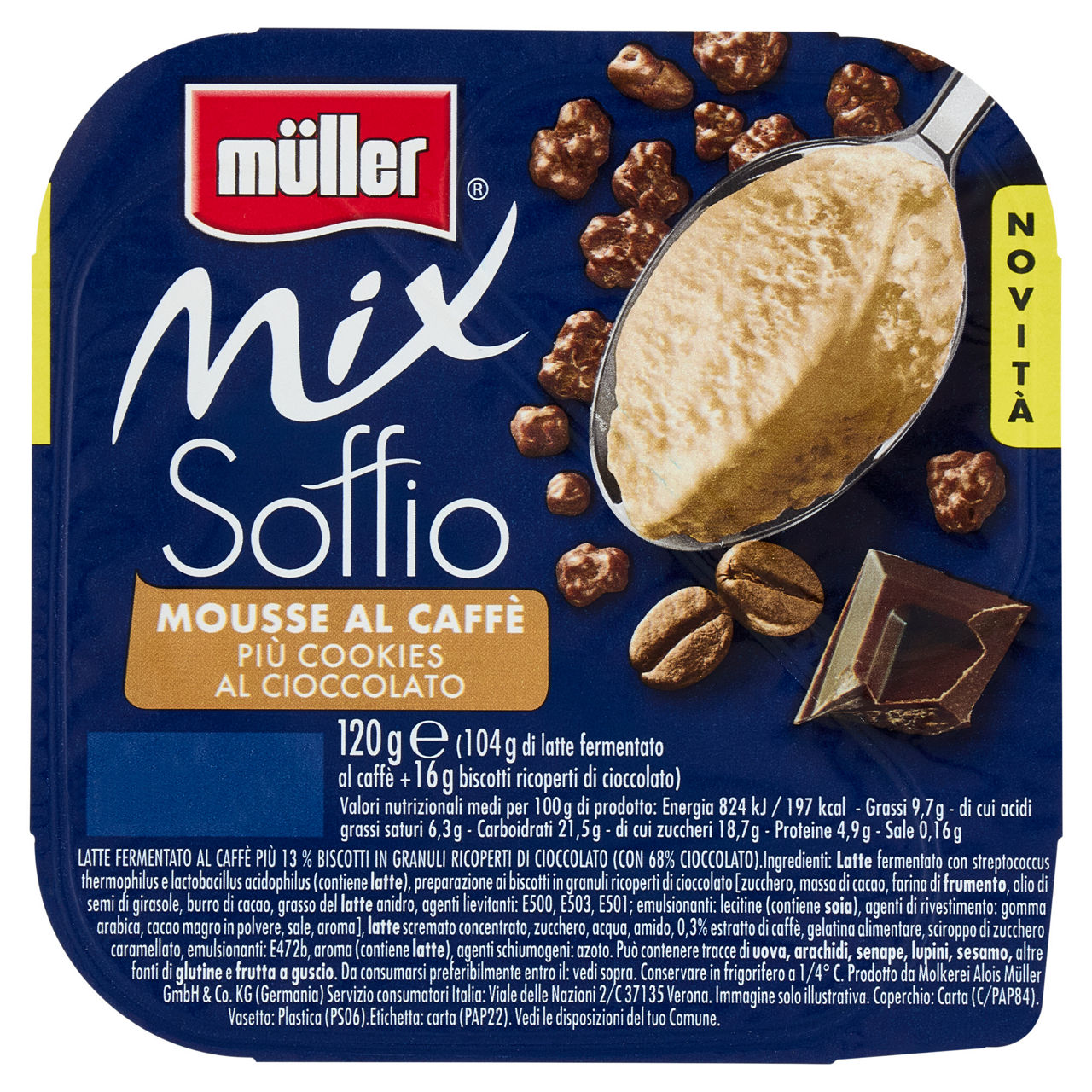 Mousse al caffè con cookies al cioccolato 120 gr