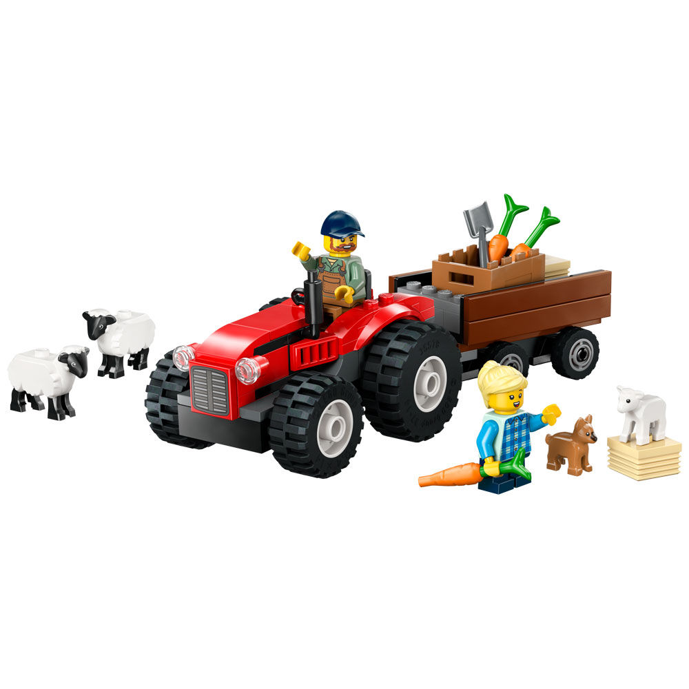 Trattore agricolo rosso con rimorchio e pecore City 60461 - Immagine 21