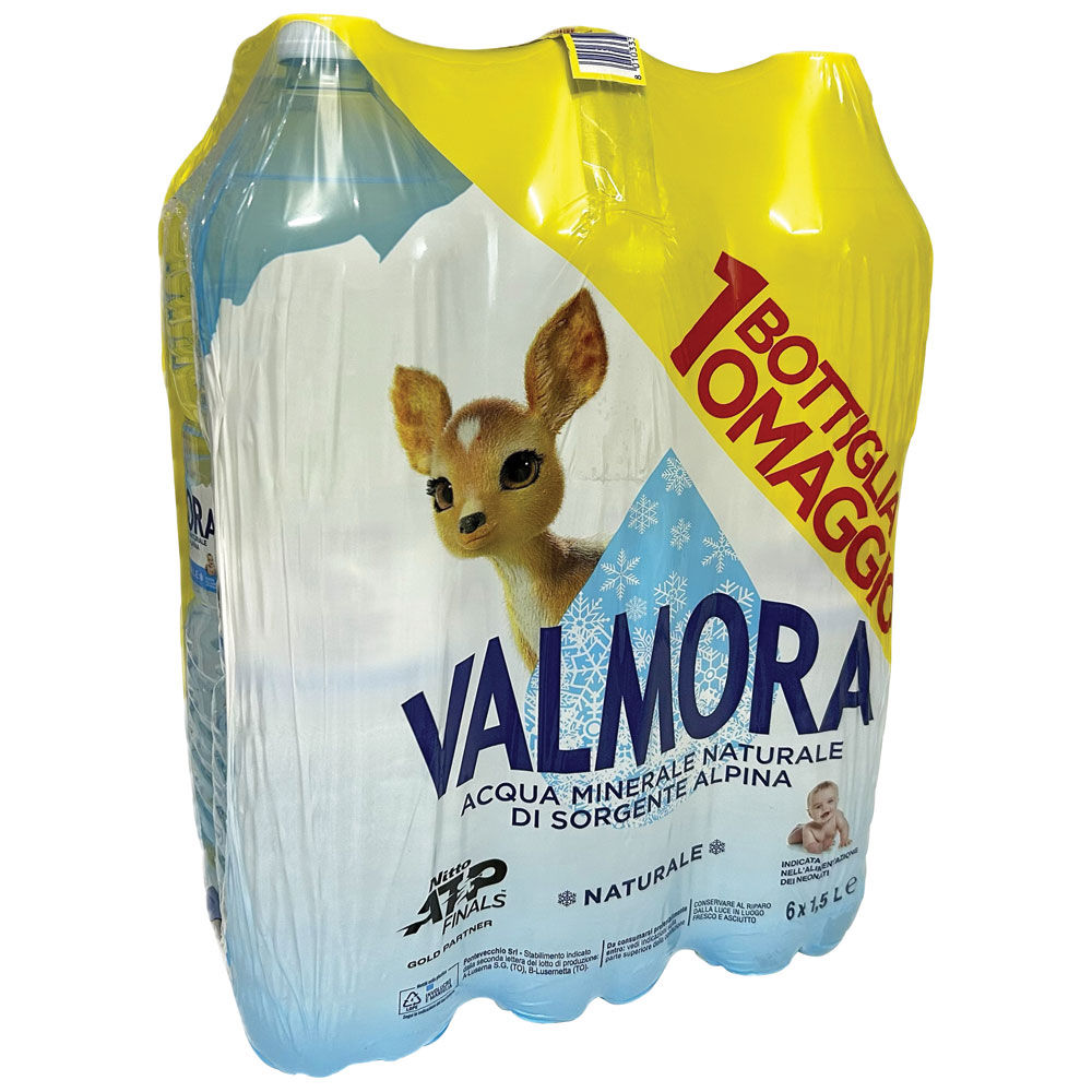 Acqua valmora naturale cluster pet quadrata l 1,5 x 5 + 1 om - Immagine 01