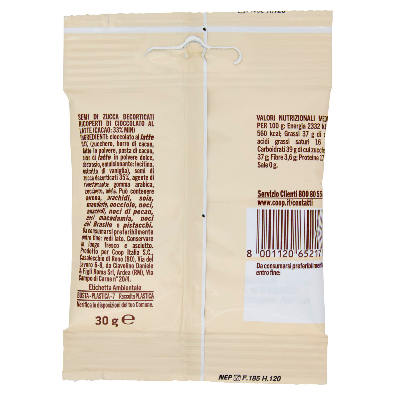 Semi di zucca al cioccolato al latte 30 gr - Immagine 51
