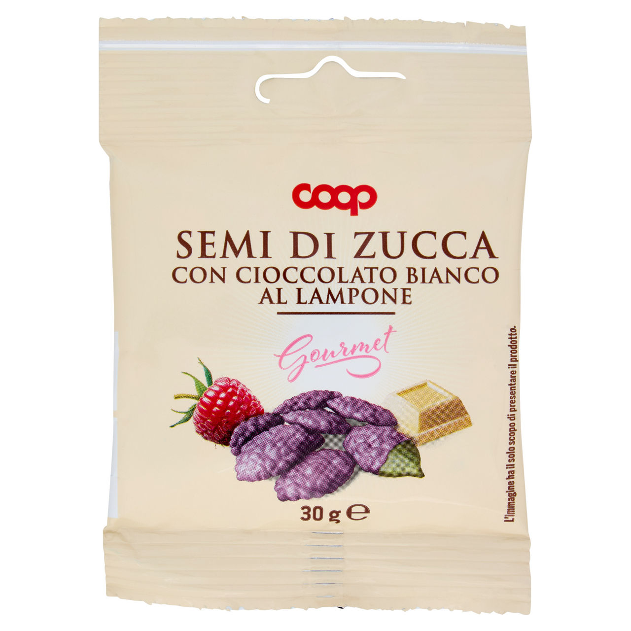 Semi di zucca al cioccolato bianco e lampone 30 gr