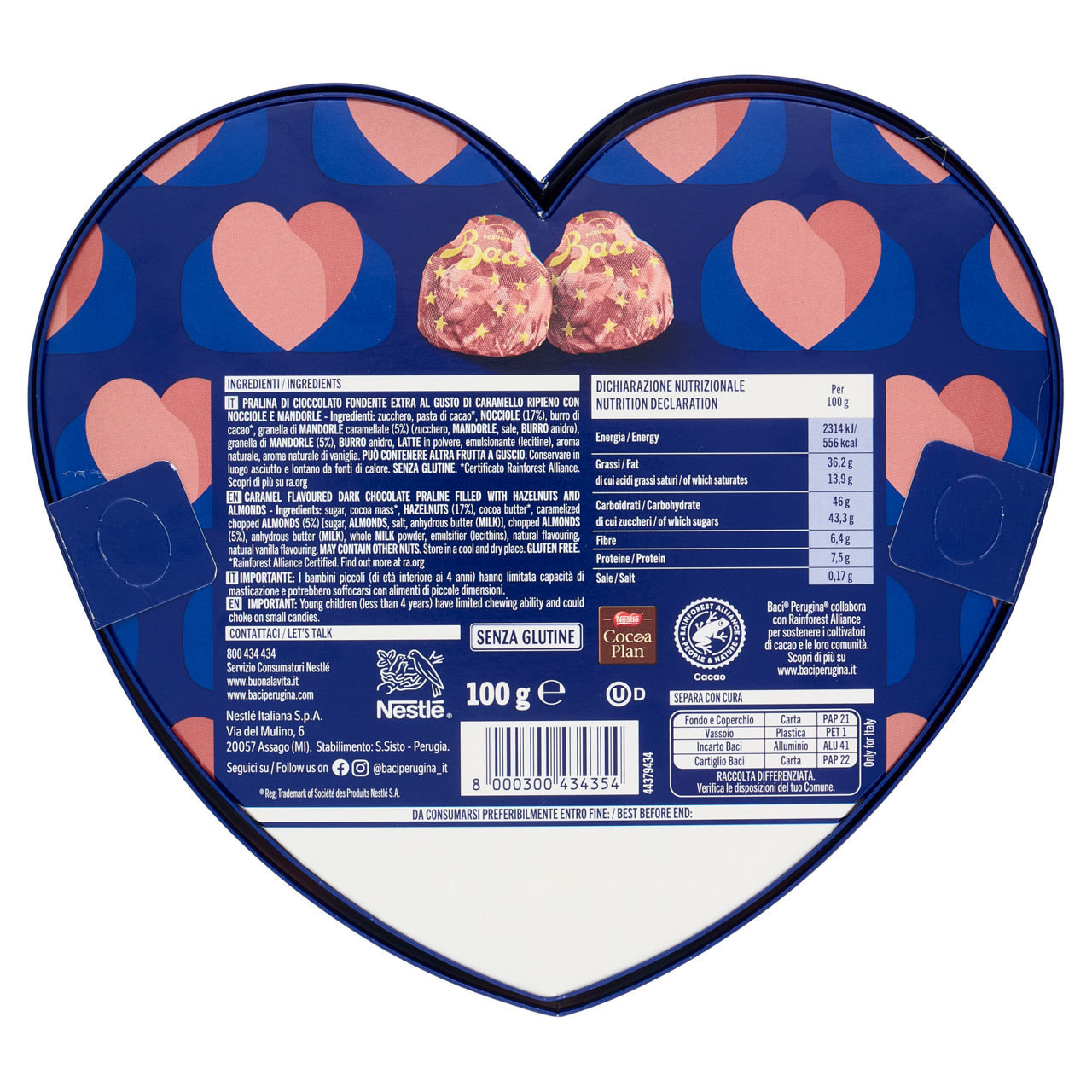 Cioccolatini Baci caramellato alle mandorle in confezione a cuore 100 gr - Immagine 51