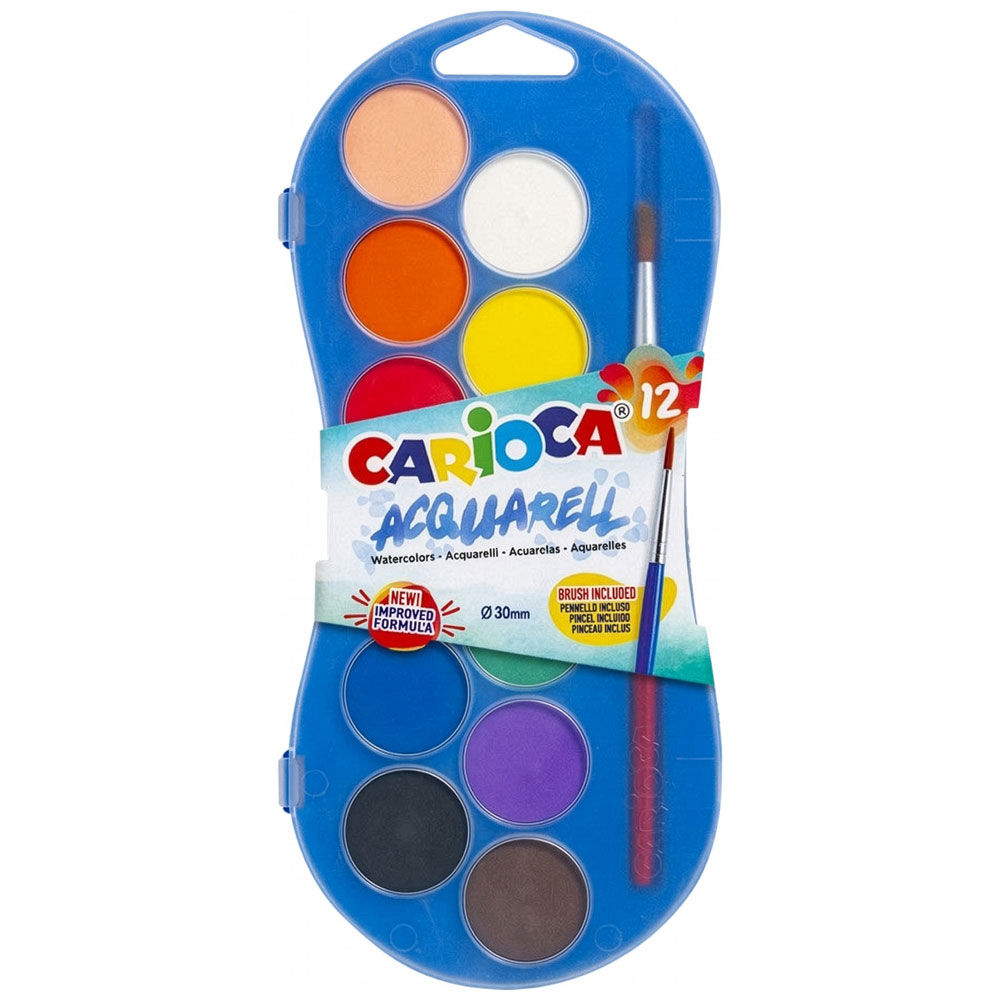 Acquerelli con pennello &Oslash; 30 mm 12 pz