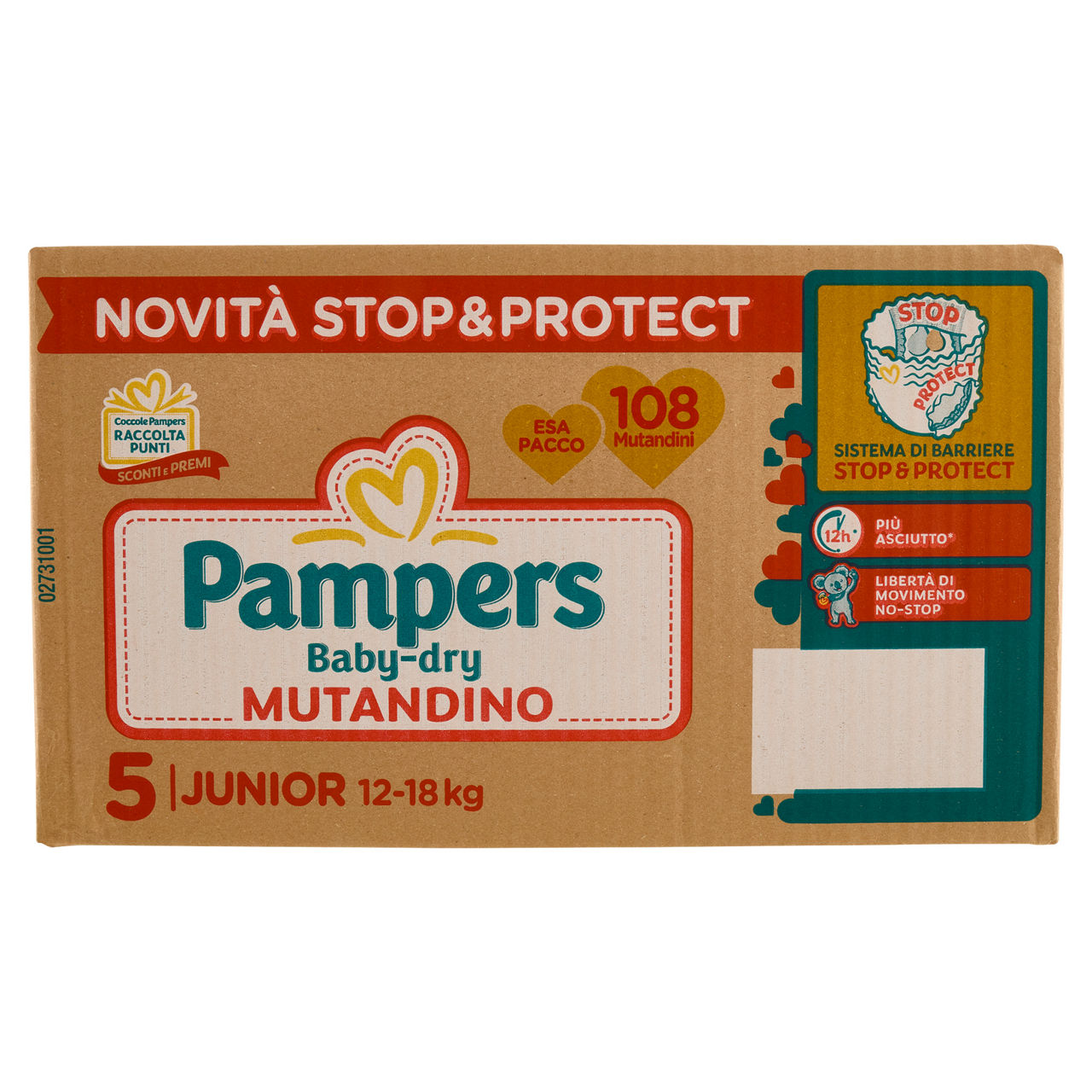 Pannolini mutandino junior tg 5 kg 12-18 pz 108