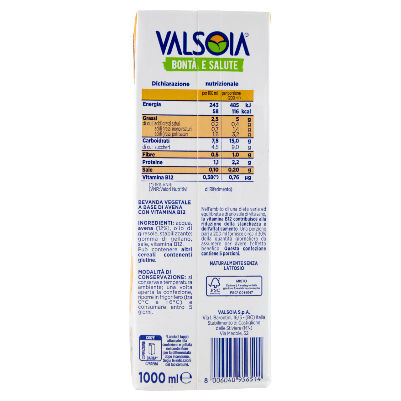 Bevanda di avena tipo bar 1 lt - Immagine 11