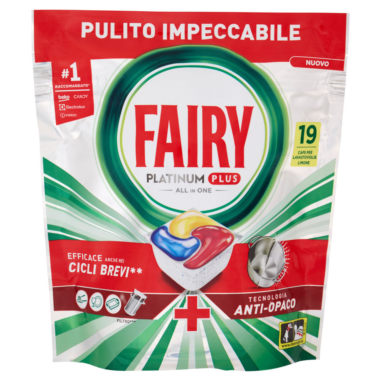 Detersivo lavastoviglie fairy platinum plus yellow 19caps - Immagine 01