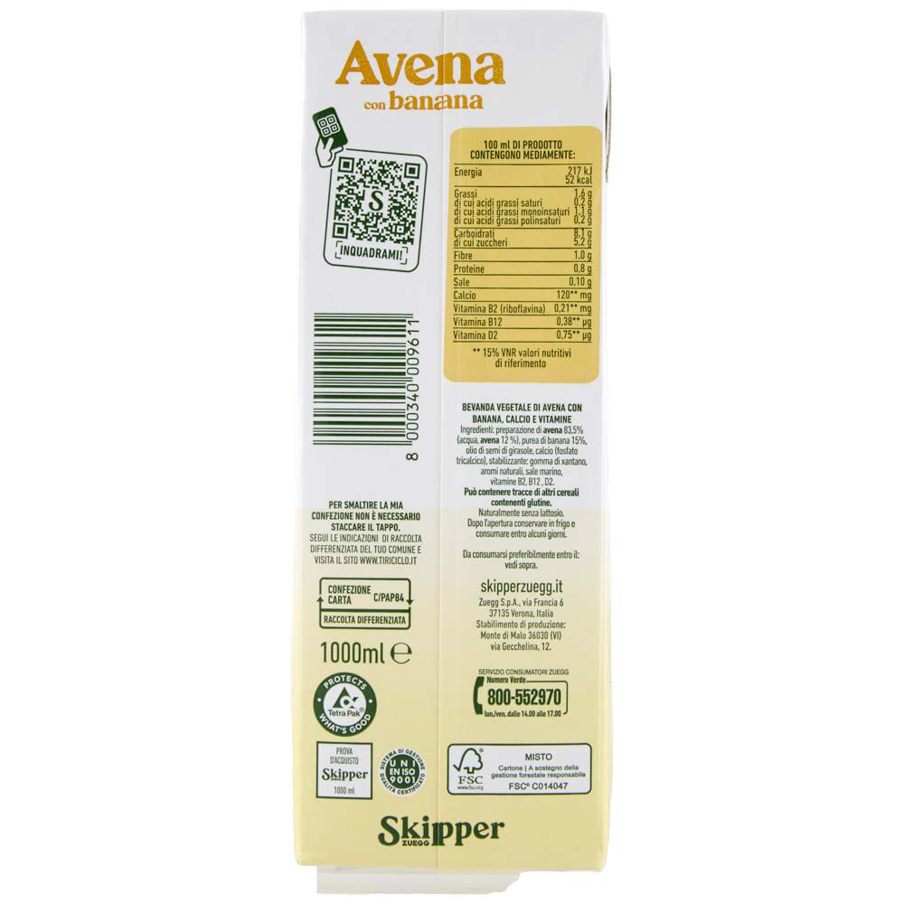 Bevanda vegetale di avena con banana 1 lt - Immagine 21