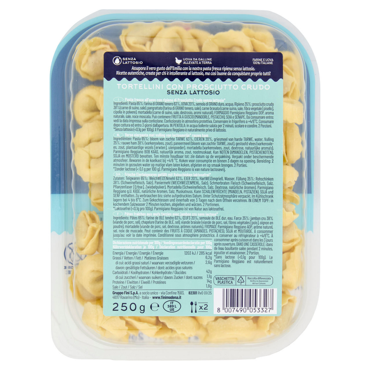 Tortellini con prosciutto crudo senza lattosio 250 gr - Immagine 31