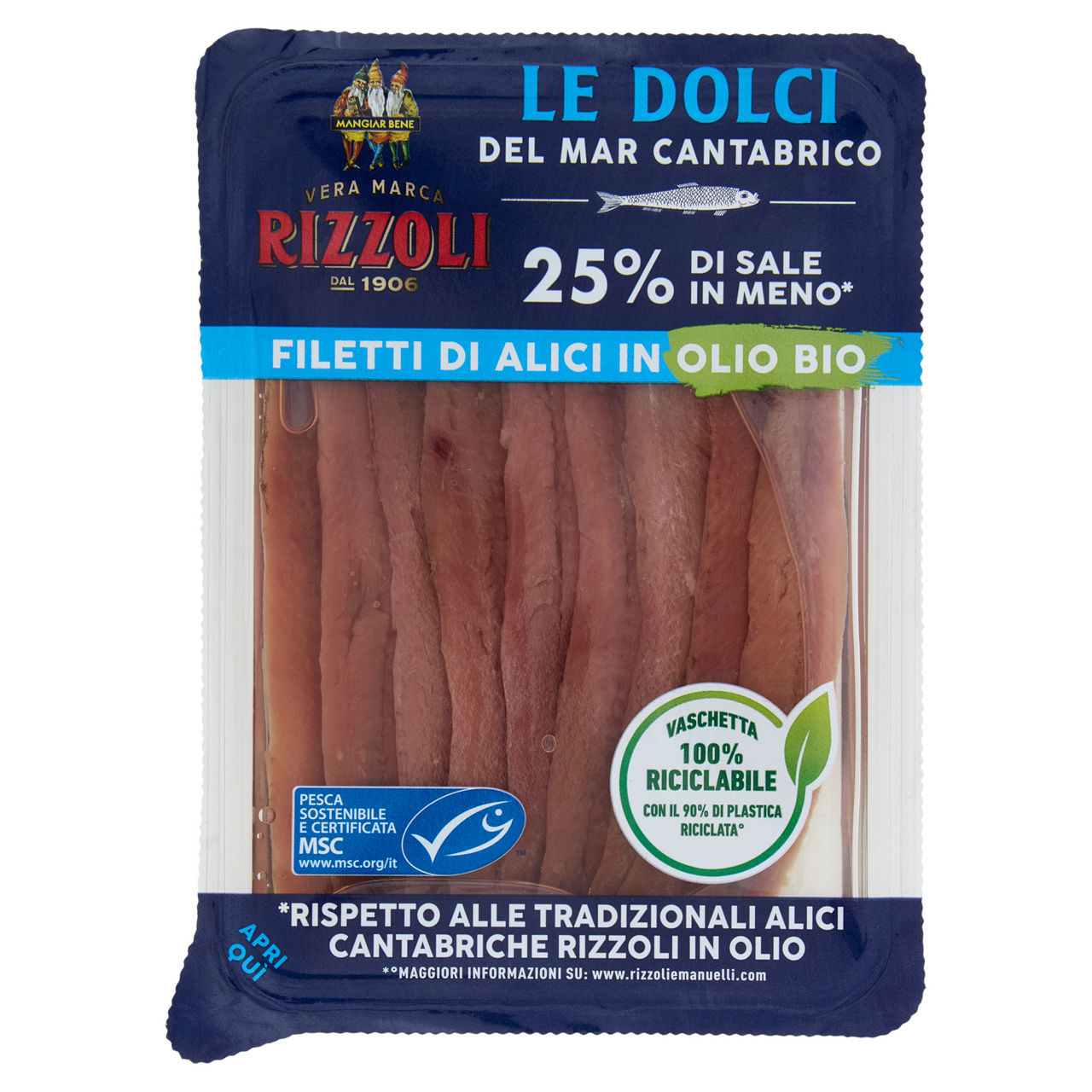 Filetti di alici del Mar Cantabrico a bassa salatura in olio bio 60 gr