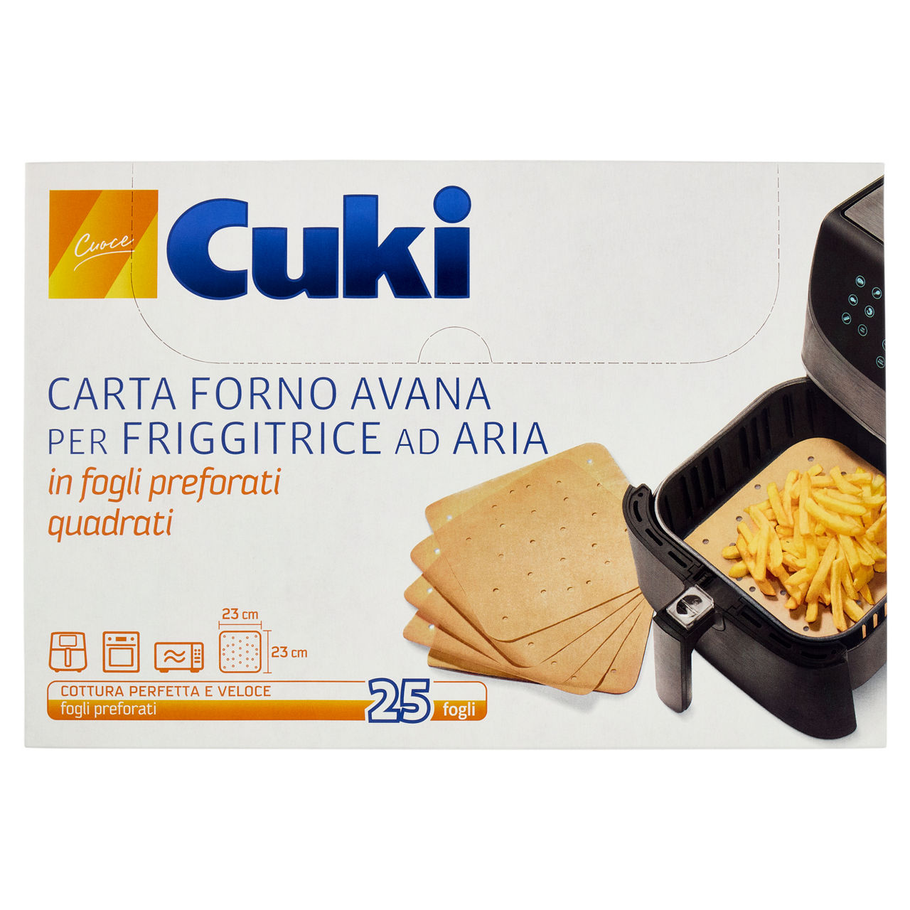 Carta forno per friggitrice ad aria 23 x 23 cm 25 pz