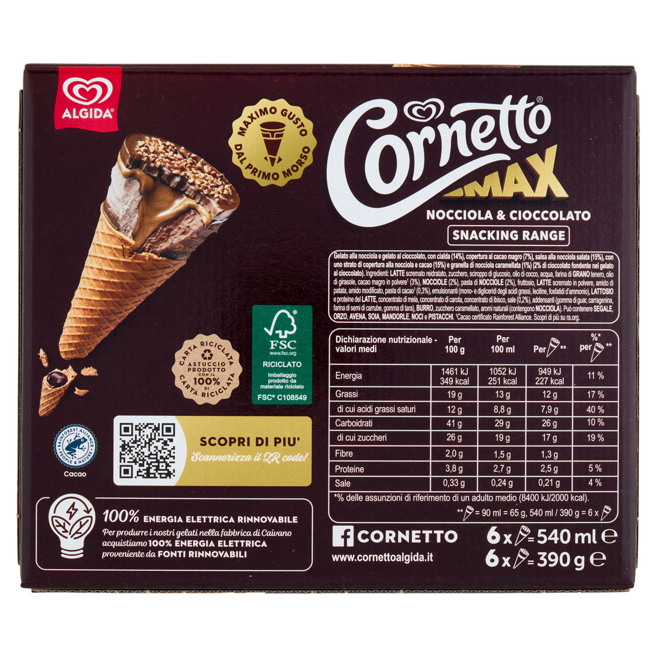 Cornetto gelato max nocciola new algida 6 pz 390 gr - Immagine 41