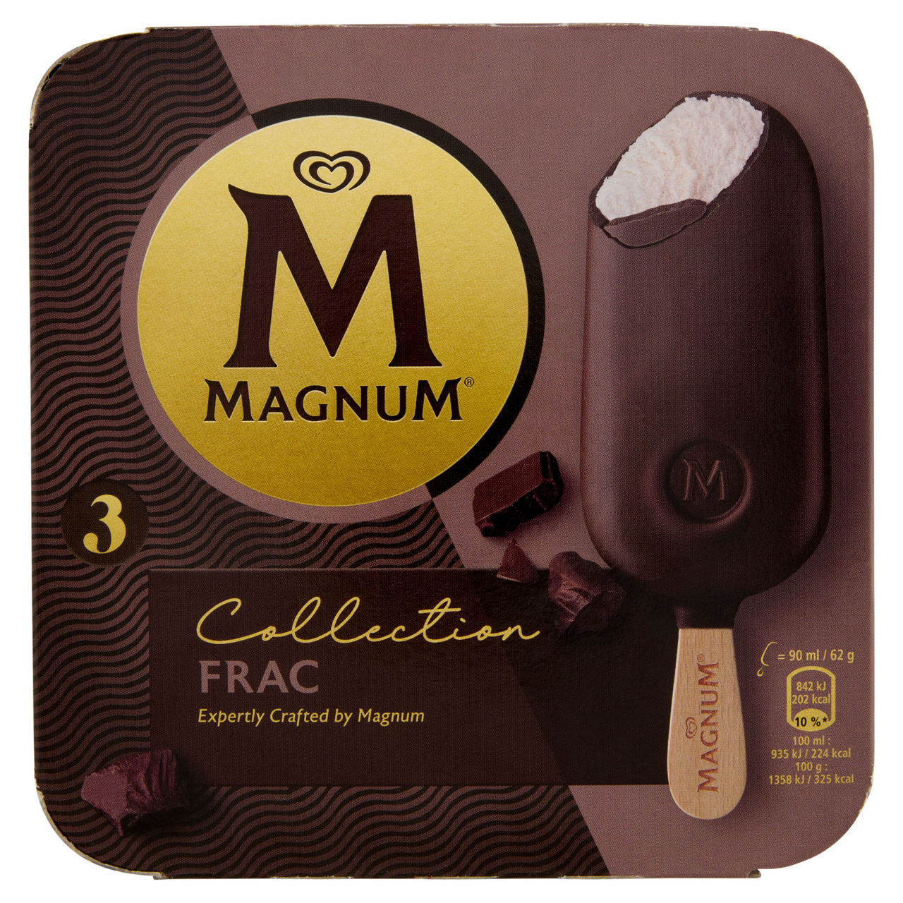 Stecco gelato Frac ricoperto di cioccolato fondente 3 pz 186 gr