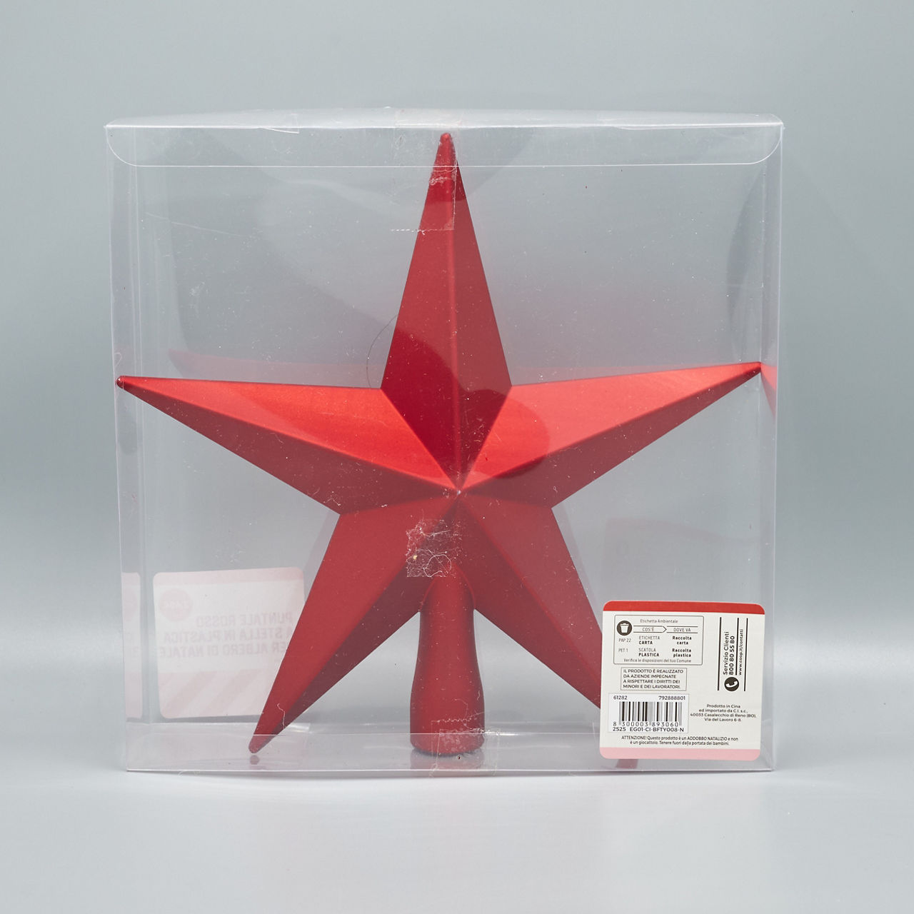 Puntale a stella colore rosso 20 cm - Immagine 21