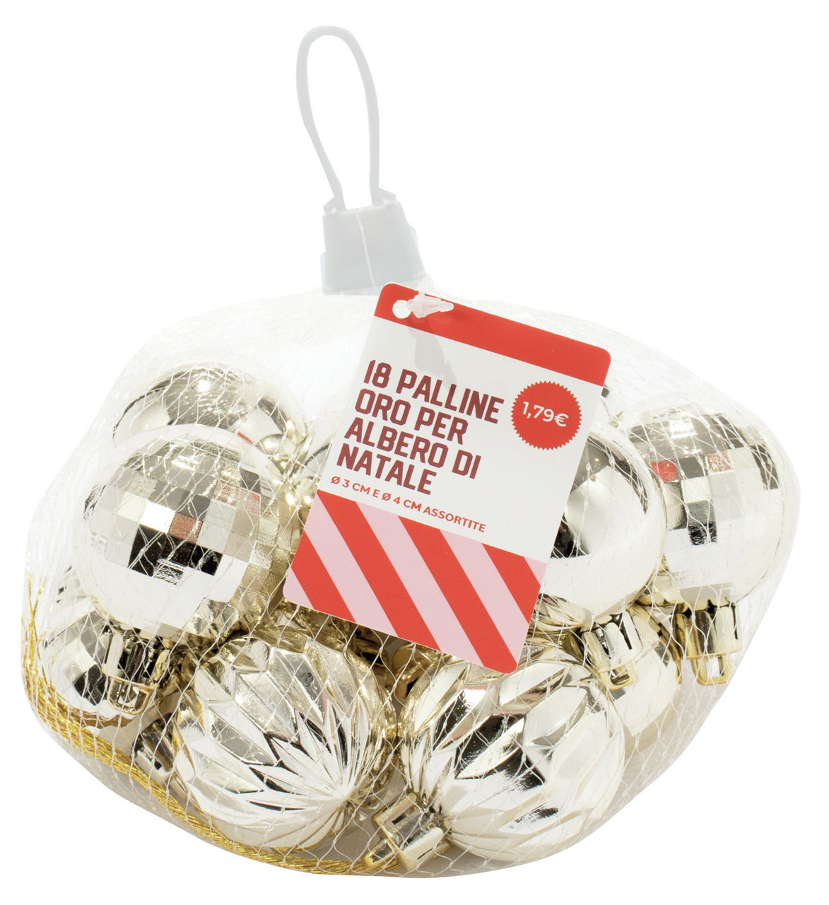 Palline di Natale oro 3/4 cm 18 pz - Immagine 11