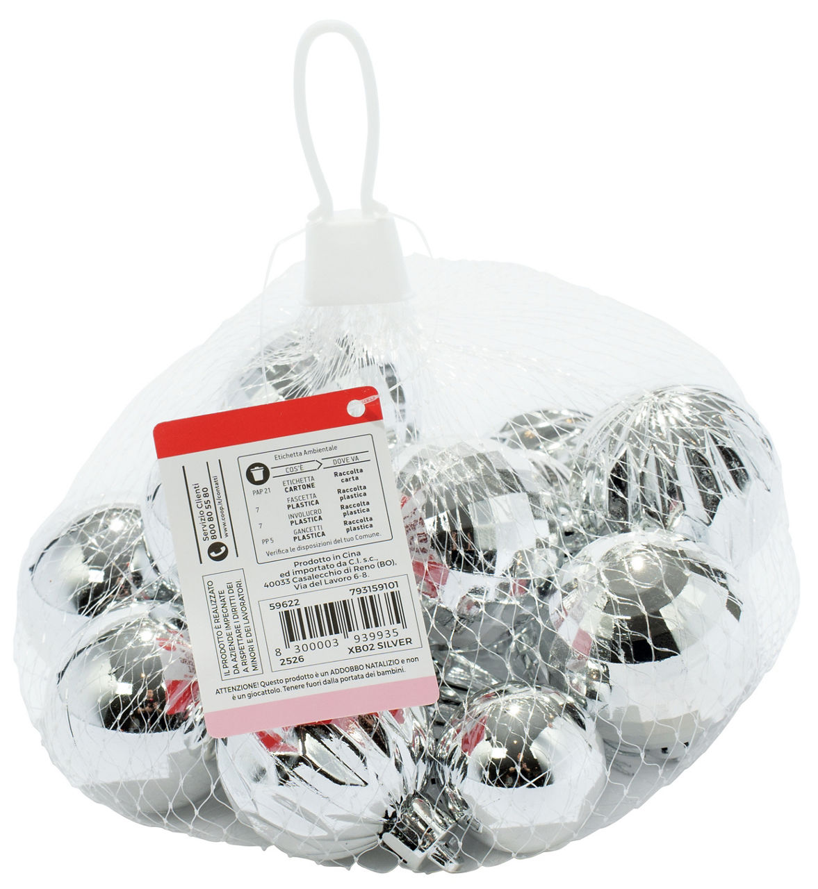 Palline di Natale argento 3/4 cm 18 pz - Immagine 21