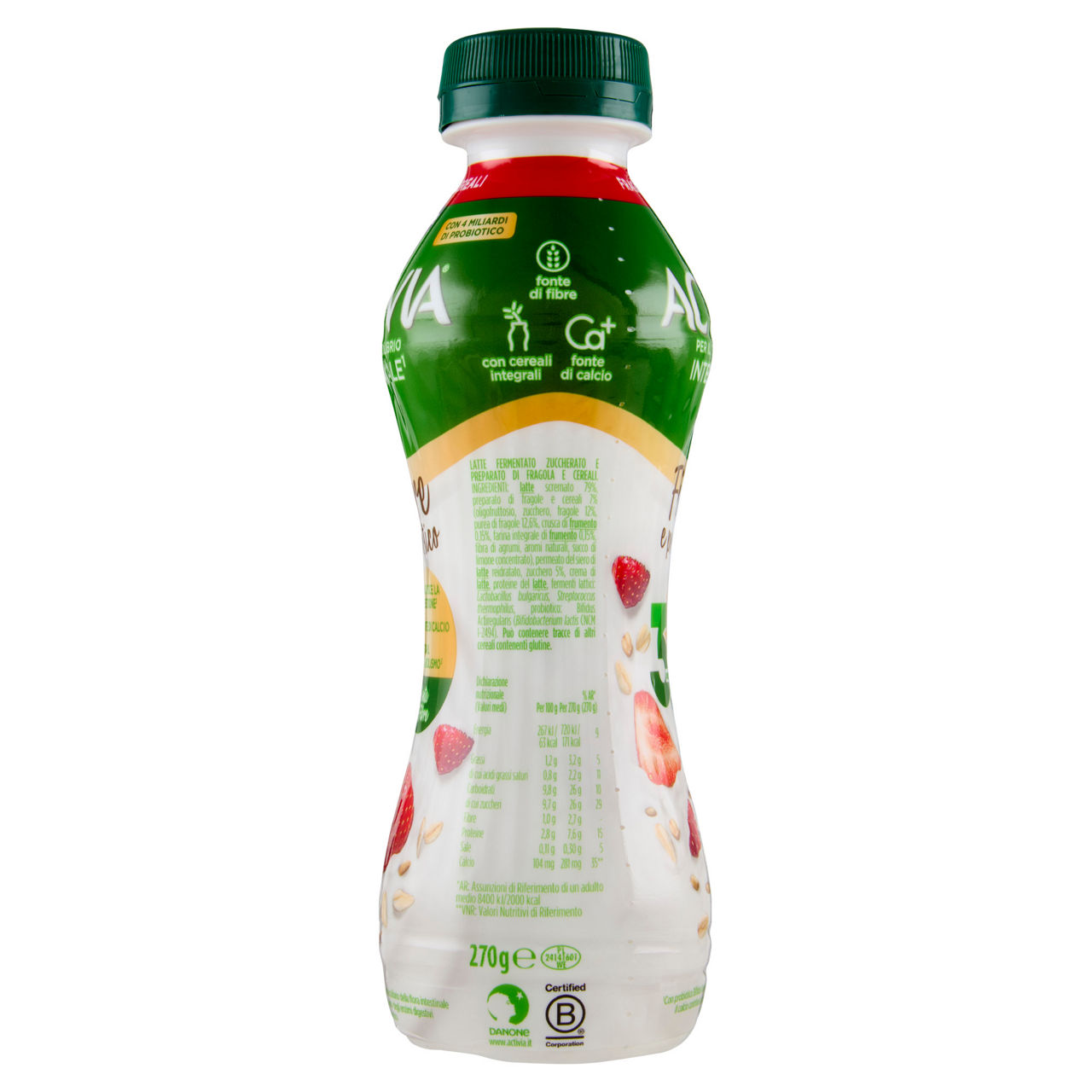 Latte fermentato con fibre e probiotico con fragola e cereali 270 gr - Immagine 11