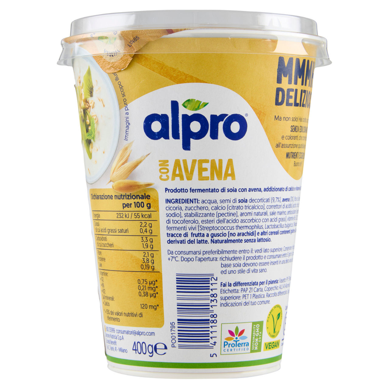 Yogurt vegetale bianco con avena 400 gr - Immagine 51