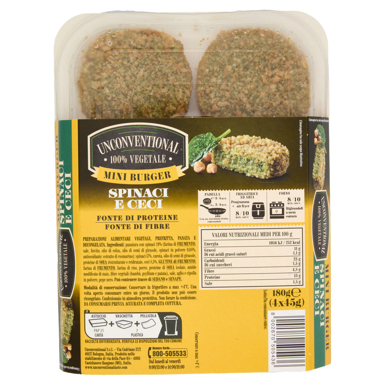 Mini burger vegetali spinaci e ceci 4 pz 180 gr - Immagine 11