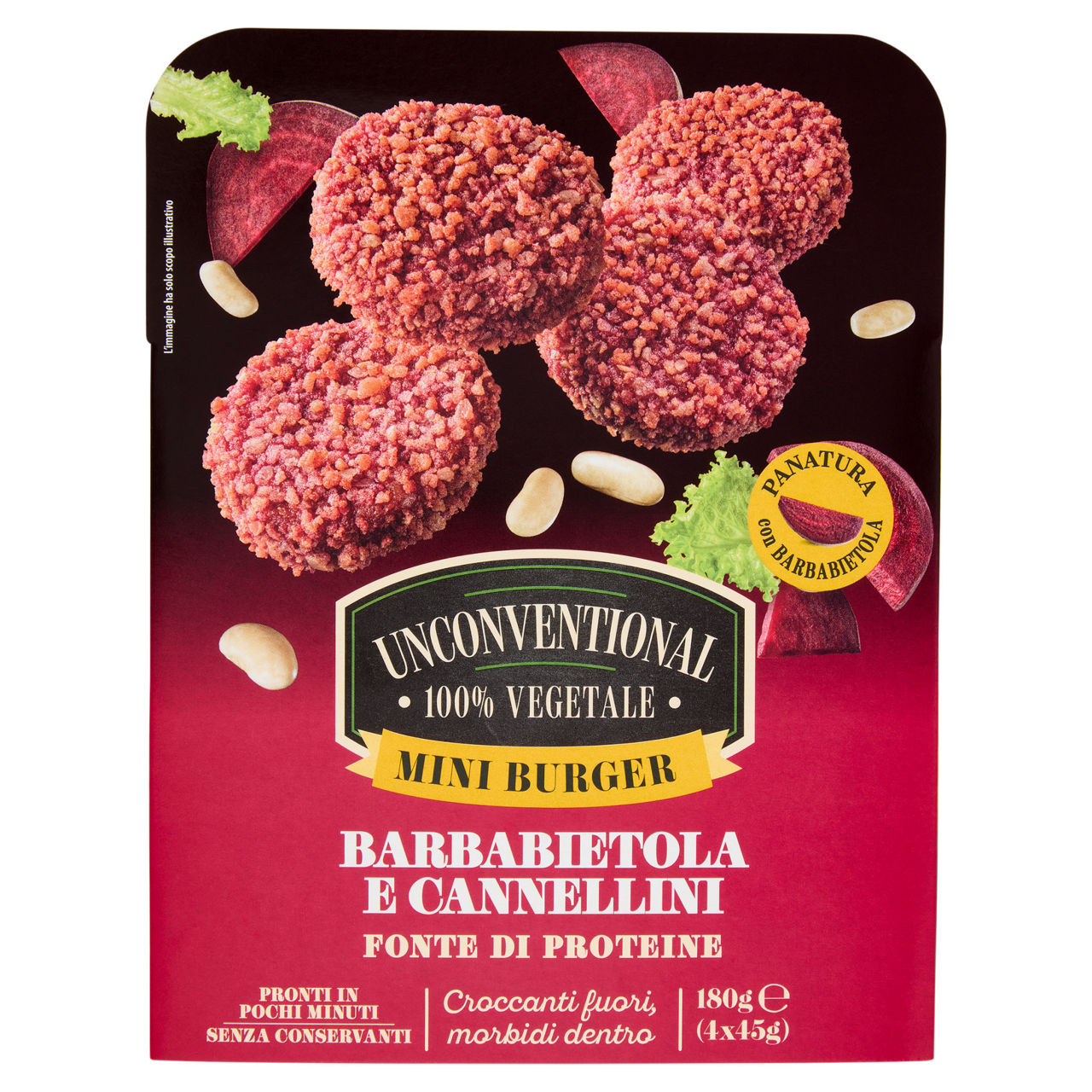 Mini burger vegetali barbabietola e cannellini 4 pz 180 gr