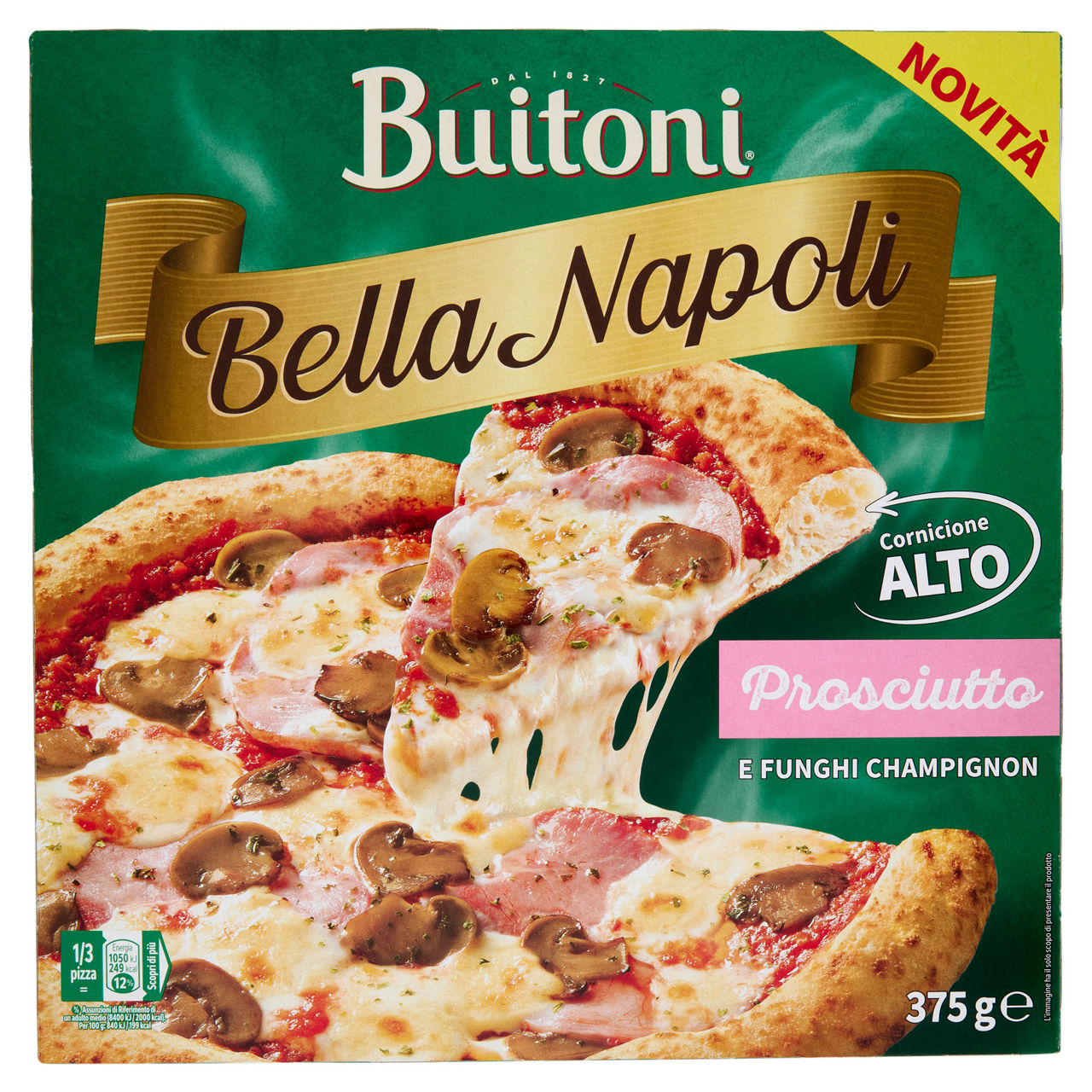 Pizza prosciutto e funghi surgelata 375 gr
